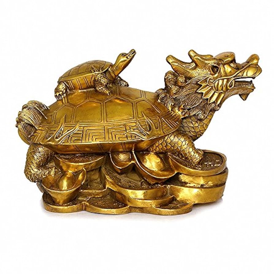 Amazon.co.jp: 風水 真鍮 ドラゴン カメ 像 富 繁栄 彫刻 装飾